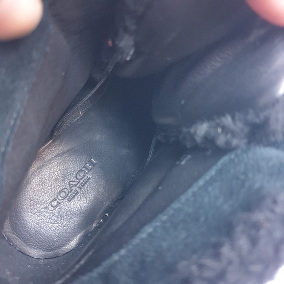 Coach Kenna Black Suede & Real Sheep Fur Wedge Ankle Winter Booties Sz 7.5 - Picture 13 of 16